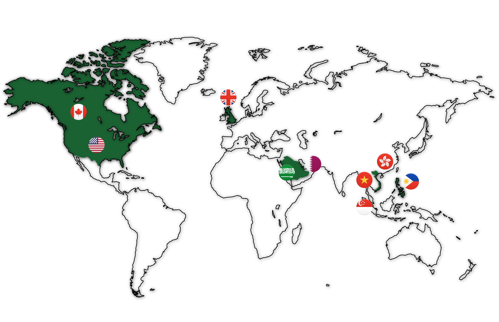 Map showing different locations of Mach7 customers